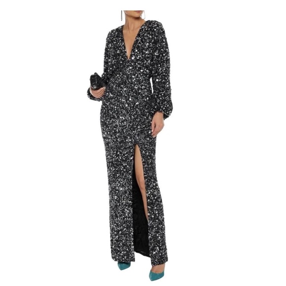 Retrofete | Camille Gathered Sequin Chiffon Gown - Picture 3 of 4